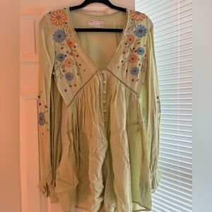 ASOS Light Green Floral Embroidered Blouse